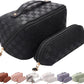 Frendorf | Abiudeng Große Make-up Tasche, Doppelschicht Kosmetiktasche, Reise Make-up Tasche, Leder Make-up Tasche, Kosmetische Reisetaschen, Tragbare Leder Kulturbeutel, Geräumige Kosmetiktasche für Frauen und Mädchen
