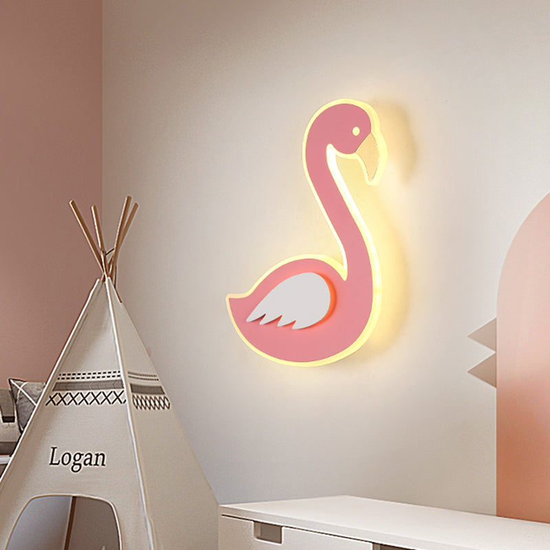 Frendorf | Roze Links/Rechts Zwanen Wandlamp Cartoon Acryl LED Plafond Wandlamp voor Baby Kamer