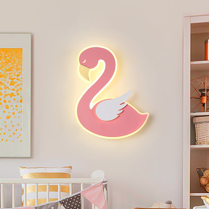 Frendorf | Roze Links/Rechts Zwanen Wandlamp Cartoon Acryl LED Plafond Wandlamp voor Baby Kamer