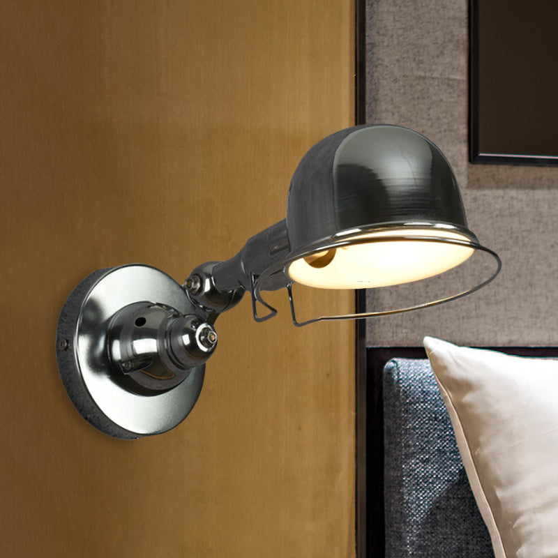 Frendorf | Metallic Dome Shade Wandverlichting Vintage Stijl 1 Licht Slaapkamer Draaibare Wandlamp met Ring in Wit/Rood