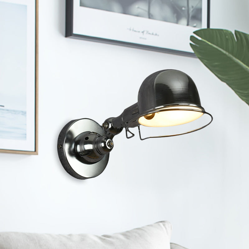 Frendorf | Metallic Dome Shade Wandverlichting Vintage Stijl 1 Licht Slaapkamer Draaibare Wandlamp met Ring in Wit/Rood