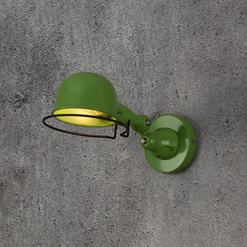 Frendorf | Metallic Dome Shade Wandverlichting Vintage Stijl 1 Licht Slaapkamer Draaibare Wandlamp met Ring in Wit/Rood
