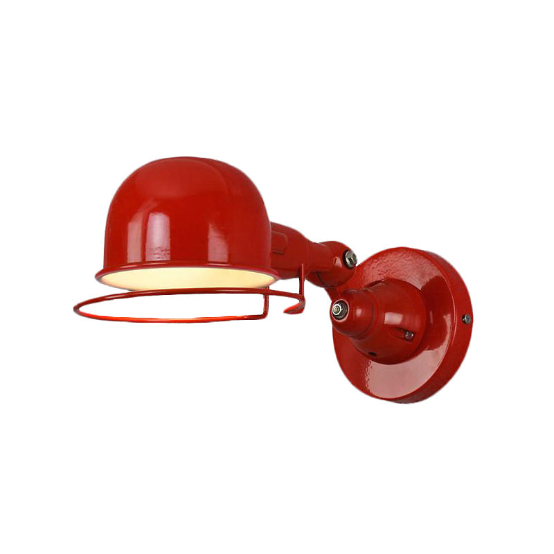Frendorf | Metallic Dome Shade Wandverlichting Vintage Stijl 1 Licht Slaapkamer Draaibare Wandlamp met Ring in Wit/Rood