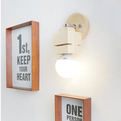 Frendorf | Bare Bulb Wandlamp Sconces Modernist Hout 1 Hoofd Slaapkamer Rotatable Wandgemonteerde Lamp