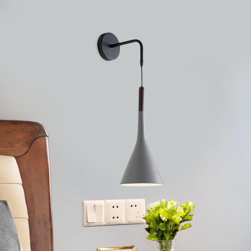 Frendorf | Funnel Bedsteekl سورة Verlichting Metaal 1-Lichte Modernistische Wandmontage Pendel Lamp in Zwart/Grijs
