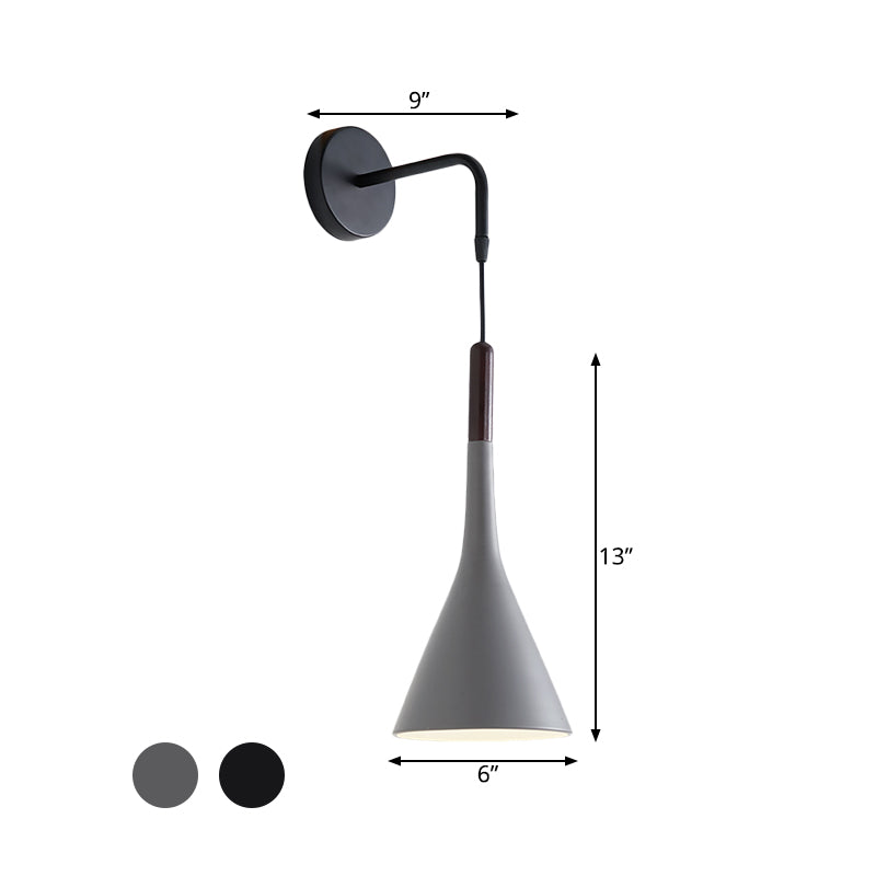 Frendorf | Funnel Bedsteekl سورة Verlichting Metaal 1-Lichte Modernistische Wandmontage Pendel Lamp in Zwart/Grijs