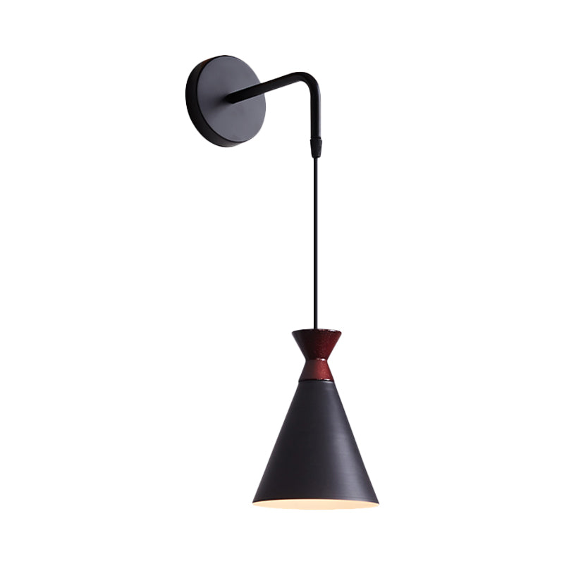 Frendorf | Eisen konische Wandlampe Wandlicht Minimalismus 1 Kopf Schwarz/Grau/Weiß Wandmontierte Lampe mit hängendem Kabel