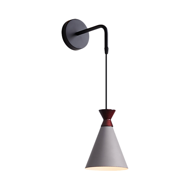 Frendorf | Eisen konische Wandlampe Wandlicht Minimalismus 1 Kopf Schwarz/Grau/Weiß Wandmontierte Lampe mit hängendem Kabel