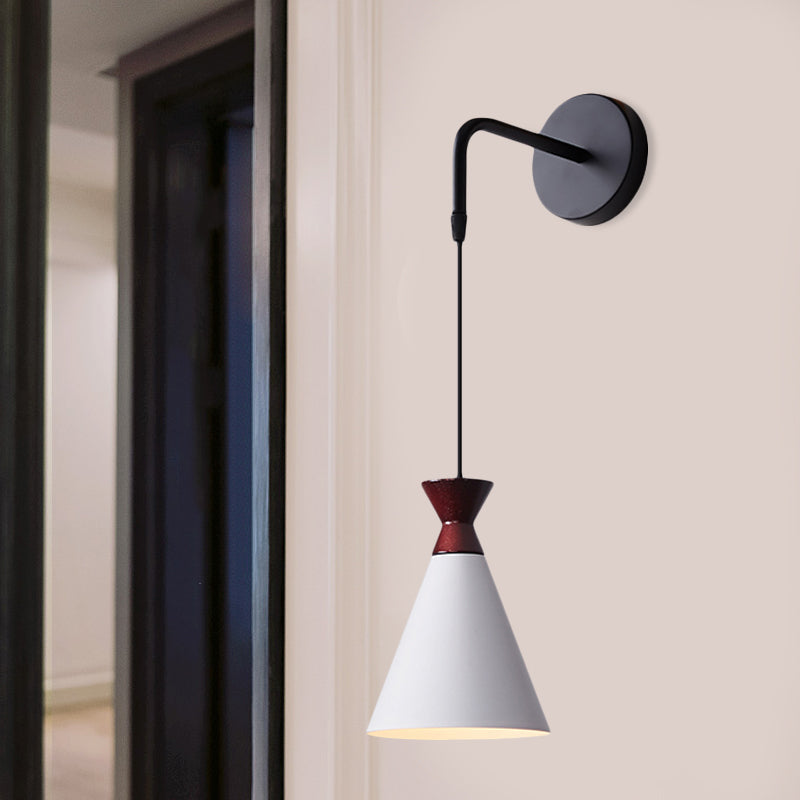 Frendorf | Eisen konische Wandlampe Wandlicht Minimalismus 1 Kopf Schwarz/Grau/Weiß Wandmontierte Lampe mit hängendem Kabel