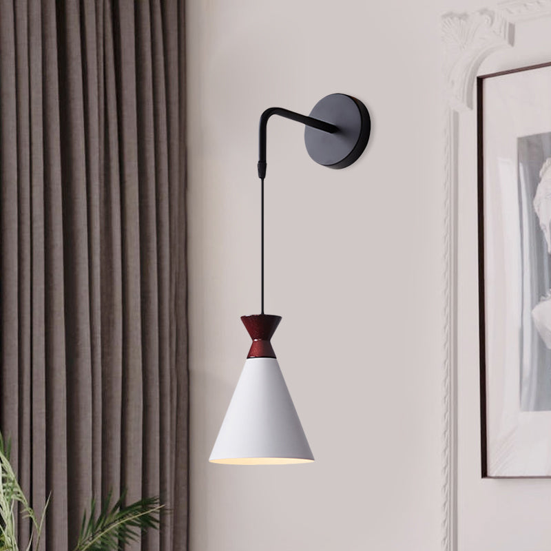 Frendorf | Eisen konische Wandlampe Wandlicht Minimalismus 1 Kopf Schwarz/Grau/Weiß Wandmontierte Lampe mit hängendem Kabel