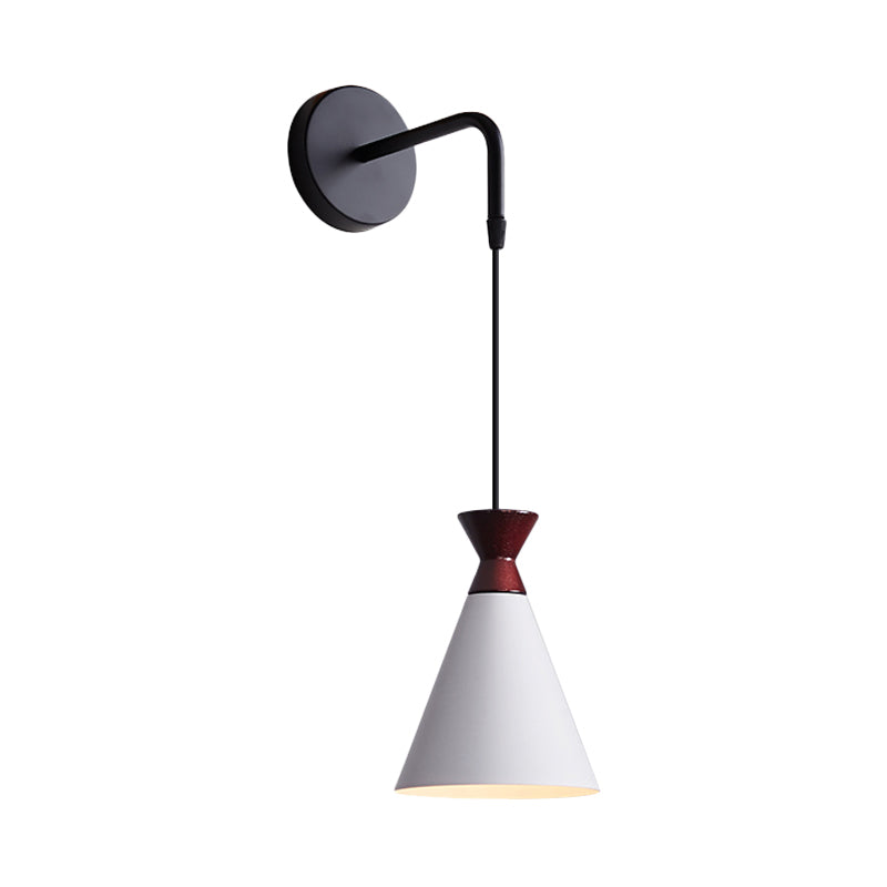Frendorf | Eisen konische Wandlampe Wandlicht Minimalismus 1 Kopf Schwarz/Grau/Weiß Wandmontierte Lampe mit hängendem Kabel