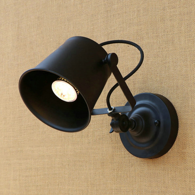 Frendorf | Antieke Stijl Emmer Wandlamp Sconces 1 Licht Ijzeren Verstelbare Wandgemonteerde Lamp in Zwart/Grijs voor Buiten