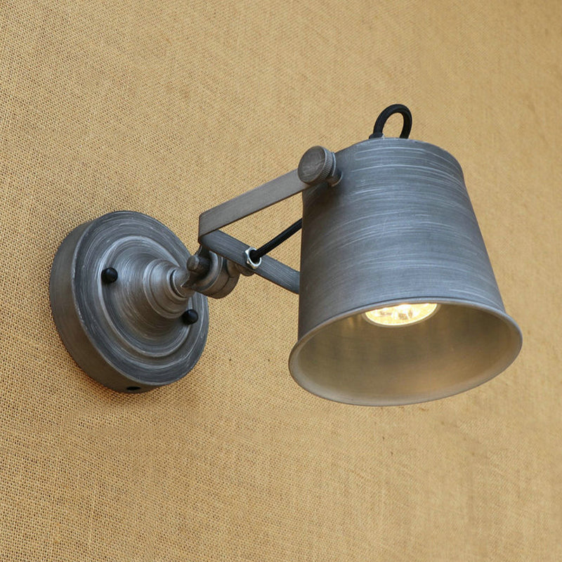 Frendorf | Antieke Stijl Emmer Wandlamp Sconces 1 Licht Ijzeren Verstelbare Wandgemonteerde Lamp in Zwart/Grijs voor Buiten