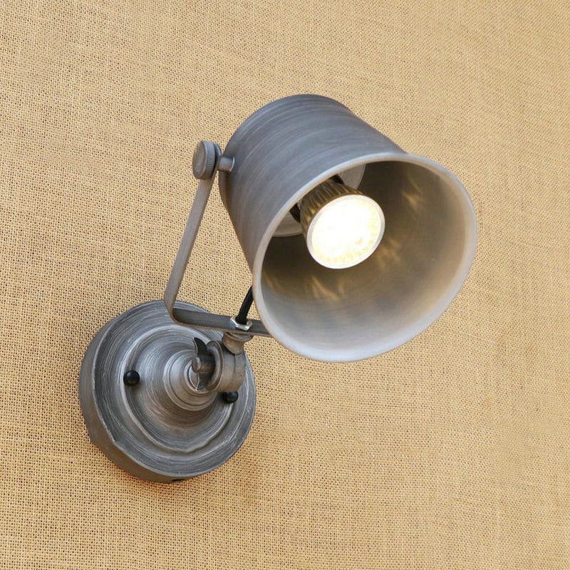 Frendorf | Antieke Stijl Emmer Wandlamp Sconces 1 Licht Ijzeren Verstelbare Wandgemonteerde Lamp in Zwart/Grijs voor Buiten