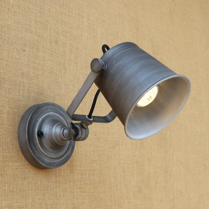 Frendorf | Antieke Stijl Emmer Wandlamp Sconces 1 Licht Ijzeren Verstelbare Wandgemonteerde Lamp in Zwart/Grijs voor Buiten