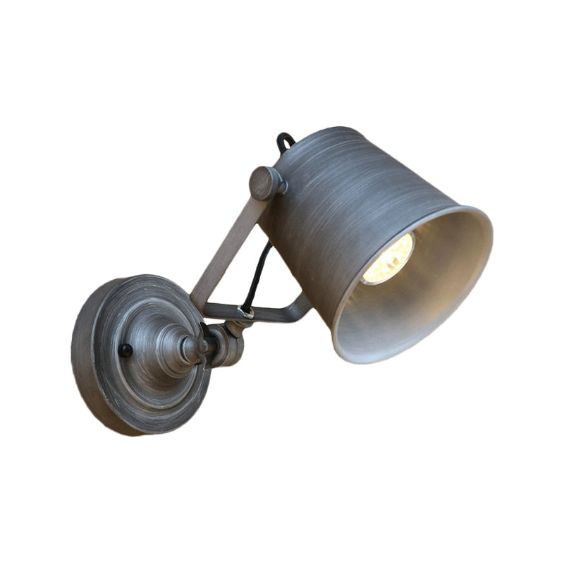 Frendorf | Antieke Stijl Emmer Wandlamp Sconces 1 Licht Ijzeren Verstelbare Wandgemonteerde Lamp in Zwart/Grijs voor Buiten