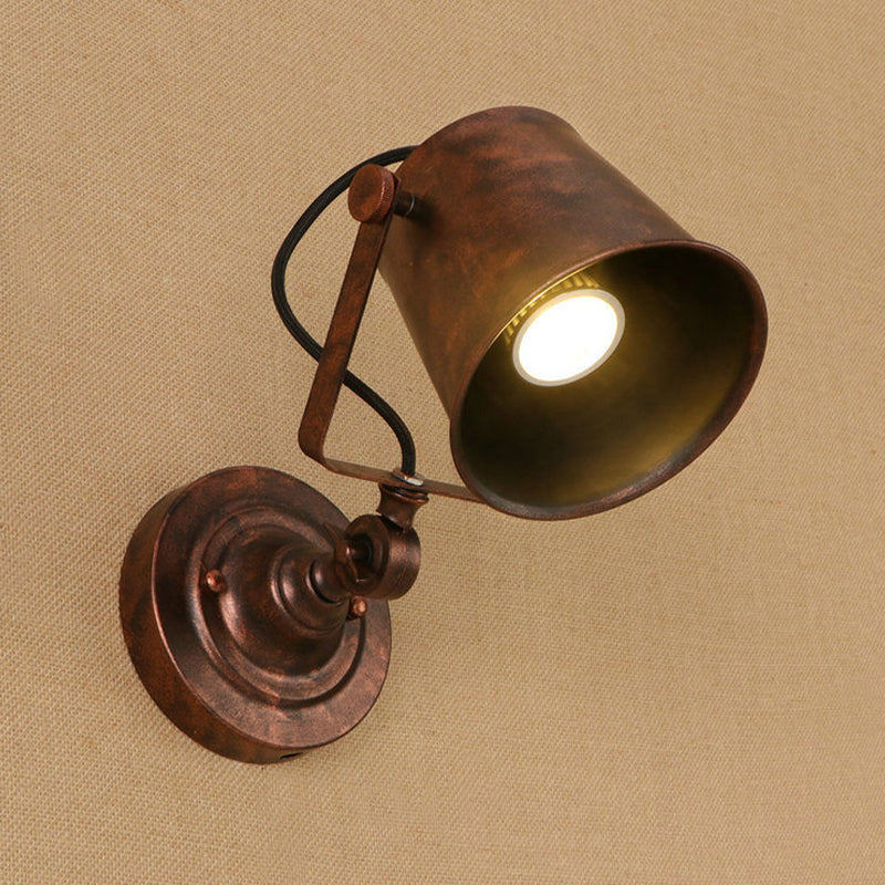 Frendorf | Antieke Stijl Emmer Wandlamp Sconces 1 Licht Ijzeren Verstelbare Wandgemonteerde Lamp in Zwart/Grijs voor Buiten
