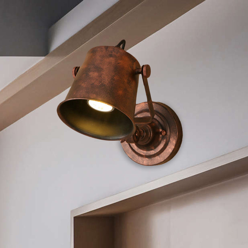 Frendorf | Antieke Stijl Emmer Wandlamp Sconces 1 Licht Ijzeren Verstelbare Wandgemonteerde Lamp in Zwart/Grijs voor Buiten