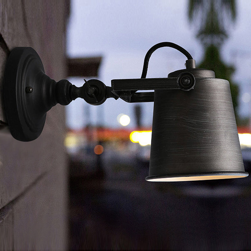 Frendorf | Antieke Stijl Emmer Wandlamp Sconces 1 Licht Ijzeren Verstelbare Wandgemonteerde Lamp in Zwart/Grijs voor Buiten