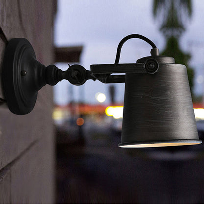 Frendorf | Antieke Stijl Emmer Wandlamp Sconces 1 Licht Ijzeren Verstelbare Wandgemonteerde Lamp in Zwart/Grijs voor Buiten