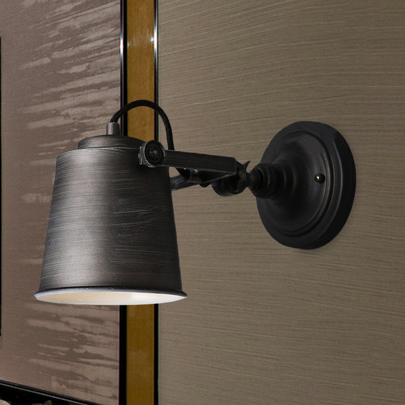 Frendorf | Antieke Stijl Emmer Wandlamp Sconces 1 Licht Ijzeren Verstelbare Wandgemonteerde Lamp in Zwart/Grijs voor Buiten