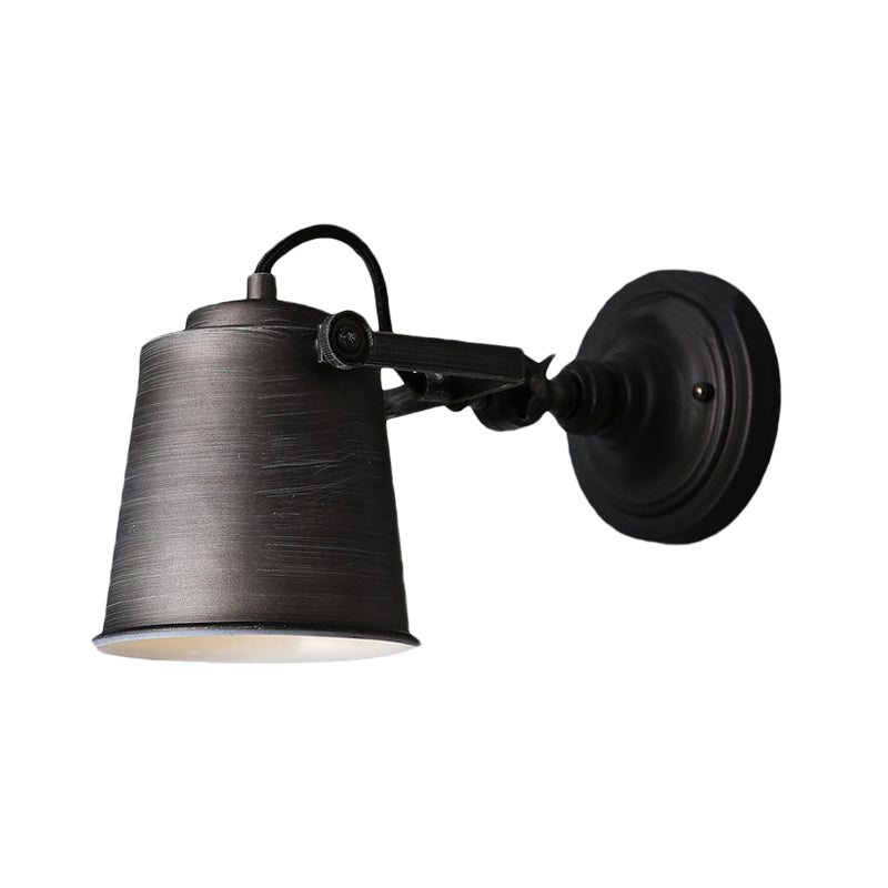 Frendorf | Antieke Stijl Emmer Wandlamp Sconces 1 Licht Ijzeren Verstelbare Wandgemonteerde Lamp in Zwart/Grijs voor Buiten