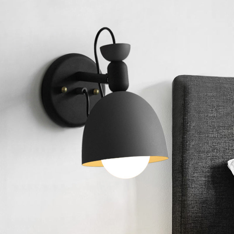 Frendorf | 1 Licht Wandlamp Nordic Stijl Dome Shade Metaal Wandlamp in Zwart/Wit voor Slaapkamer