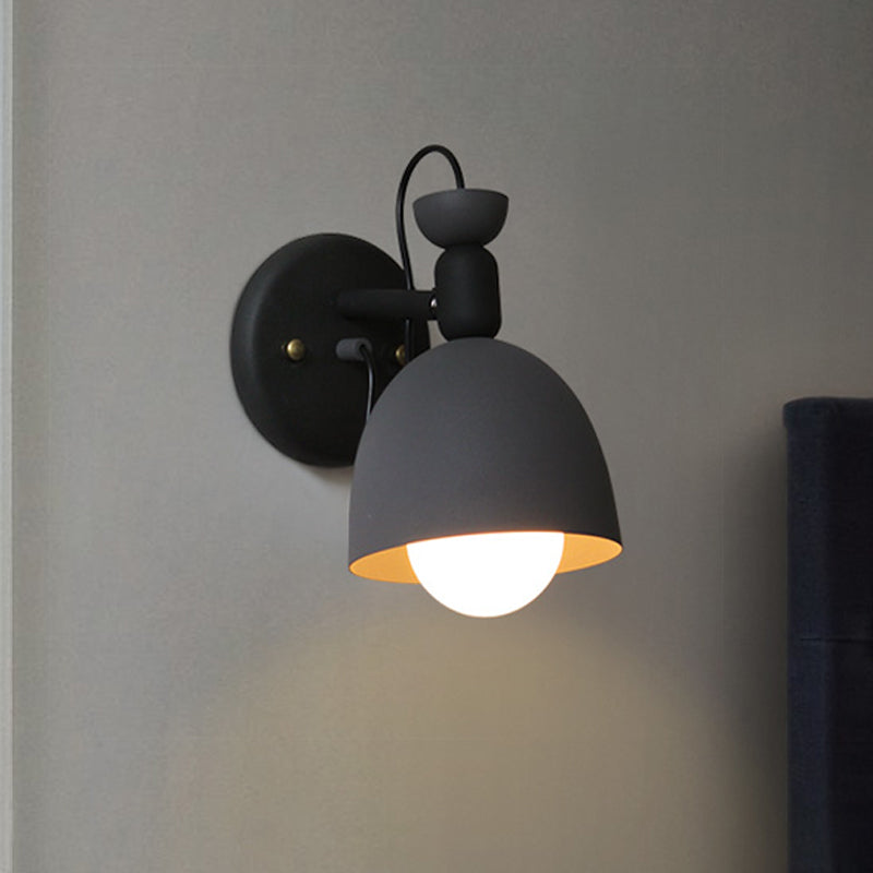 Frendorf | 1 Licht Wandlamp Nordic Stijl Dome Shade Metaal Wandlamp in Zwart/Wit voor Slaapkamer