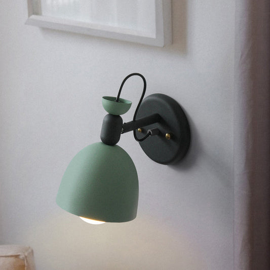 Frendorf | 1 Licht Wandlamp Nordic Stijl Dome Shade Metaal Wandlamp in Zwart/Wit voor Slaapkamer