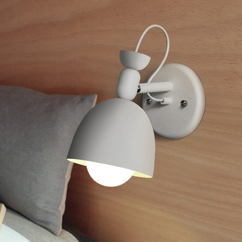 Frendorf | 1 Licht Wandlamp Nordic Stijl Dome Shade Metaal Wandlamp in Zwart/Wit voor Slaapkamer