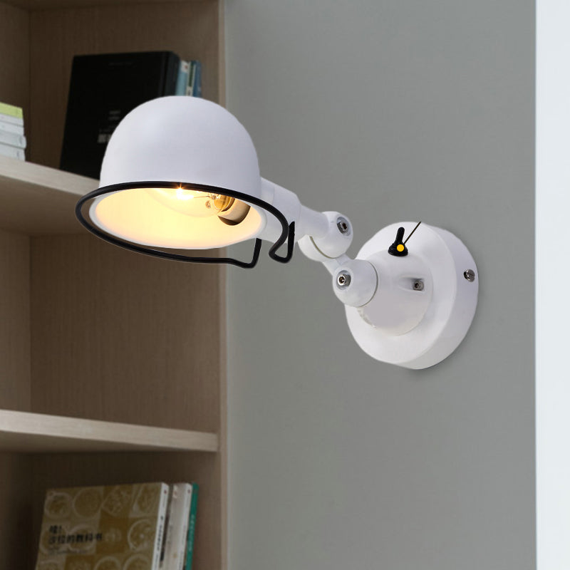 Frendorf | Rust/Witte Koepel Wandlamp Sconces Retro Stijl 1 Licht Eetkamer Verstelbare Wandverlichting met Ring