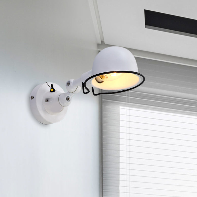 Frendorf | Rust/Witte Koepel Wandlamp Sconces Retro Stijl 1 Licht Eetkamer Verstelbare Wandverlichting met Ring