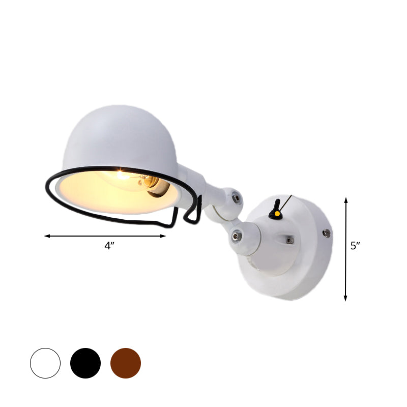 Frendorf | Rust/Witte Koepel Wandlamp Sconces Retro Stijl 1 Licht Eetkamer Verstelbare Wandverlichting met Ring