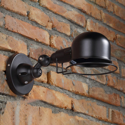 Frendorf | Rust/Witte Koepel Wandlamp Sconces Retro Stijl 1 Licht Eetkamer Verstelbare Wandverlichting met Ring