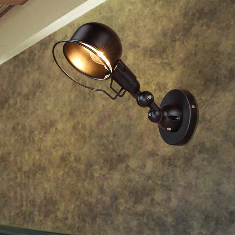 Frendorf | Rust/Witte Koepel Wandlamp Sconces Retro Stijl 1 Licht Eetkamer Verstelbare Wandverlichting met Ring