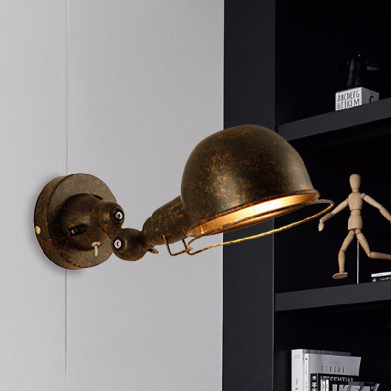 Frendorf | Rust/Witte Koepel Wandlamp Sconces Retro Stijl 1 Licht Eetkamer Verstelbare Wandverlichting met Ring