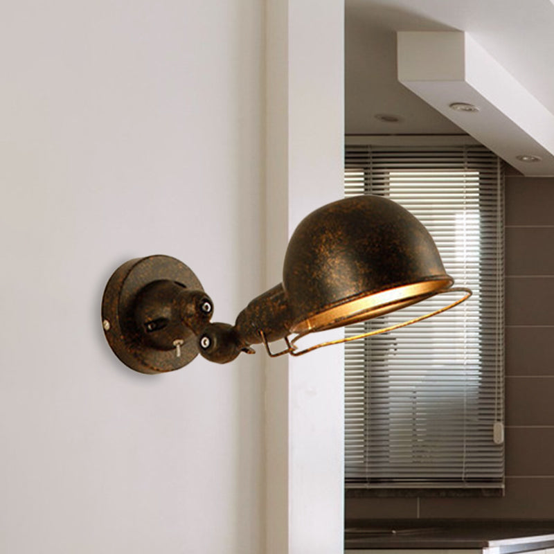 Frendorf | Rust/Witte Koepel Wandlamp Sconces Retro Stijl 1 Licht Eetkamer Verstelbare Wandverlichting met Ring