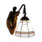 Frendorf | Kegel Wandlamp Armatuur 1 Hoofd Blauw/Groen/Amber Glas Tiffany Wandlamp met Zeemeermin Achterplaat