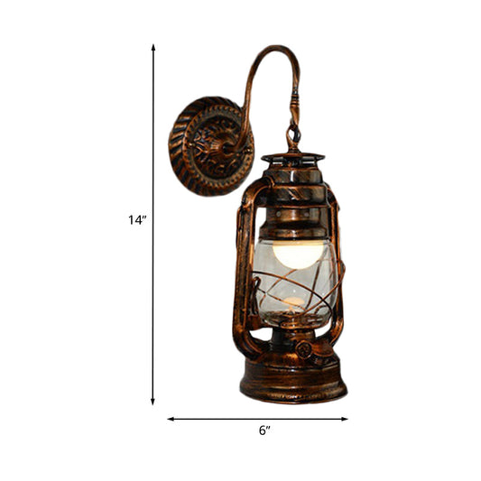 Frendorf | 1 Glühbirne Kerosin Wandmontierte Lichtarmatur Rustikales Bronze Transparentes Glas Beleuchtung für Flur
