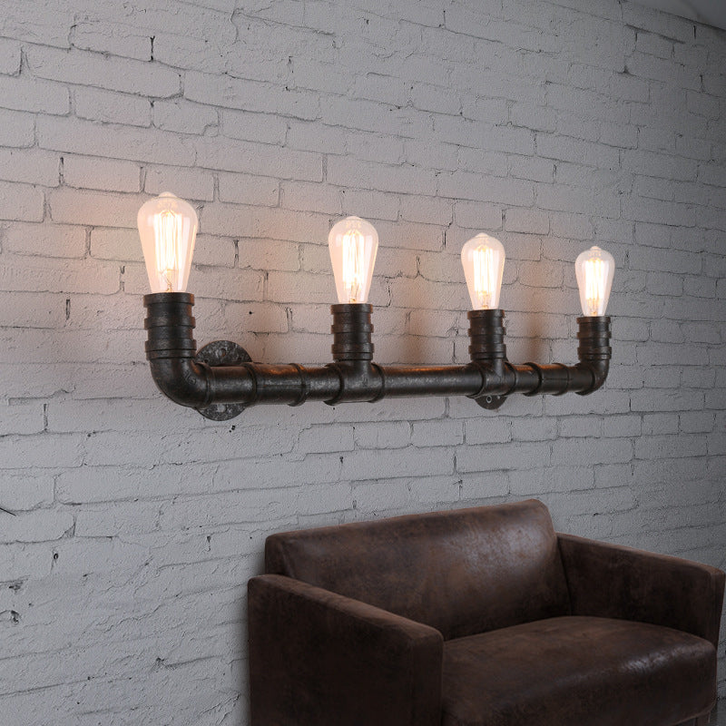 Frendorf | 4 Lichten Lineaire Muurmontage Lamp met Pijpontwerp Industrie Stijl Zwart/Bronzen Wandlamp voor Keuken