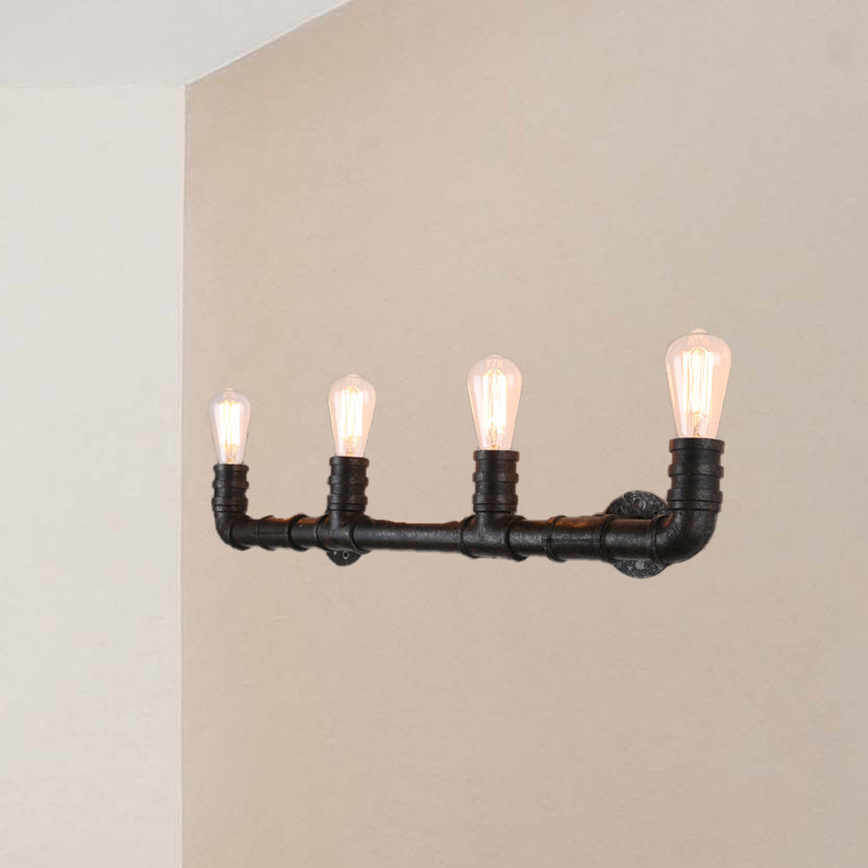 Frendorf | 4 Lichten Lineaire Muurmontage Lamp met Pijpontwerp Industrie Stijl Zwart/Bronzen Wandlamp voor Keuken