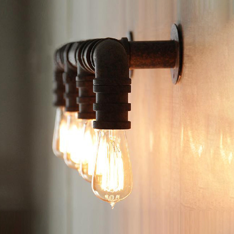 Frendorf | 4 Lichten Lineaire Muurmontage Lamp met Pijpontwerp Industrie Stijl Zwart/Bronzen Wandlamp voor Keuken
