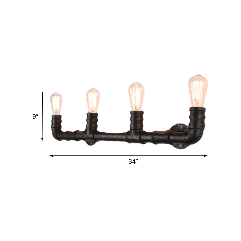 Frendorf | 4 Lichten Lineaire Muurmontage Lamp met Pijpontwerp Industrie Stijl Zwart/Bronzen Wandlamp voor Keuken