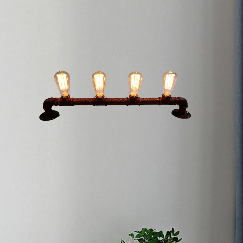 Frendorf | 4 Lichten Lineaire Muurmontage Lamp met Pijpontwerp Industrie Stijl Zwart/Bronzen Wandlamp voor Keuken