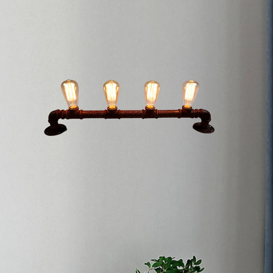 Frendorf | 4 Lichten Lineaire Muurmontage Lamp met Pijpontwerp Industrie Stijl Zwart/Bronzen Wandlamp voor Keuken