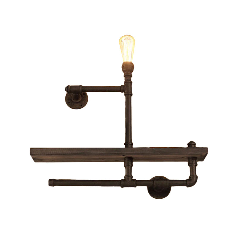 Frendorf | 1/2-Ballon Holzregal Wandbeleuchtung mit Wasserleitung Vintage Stil Bronze Wandmontage Licht für Wohnzimmer
