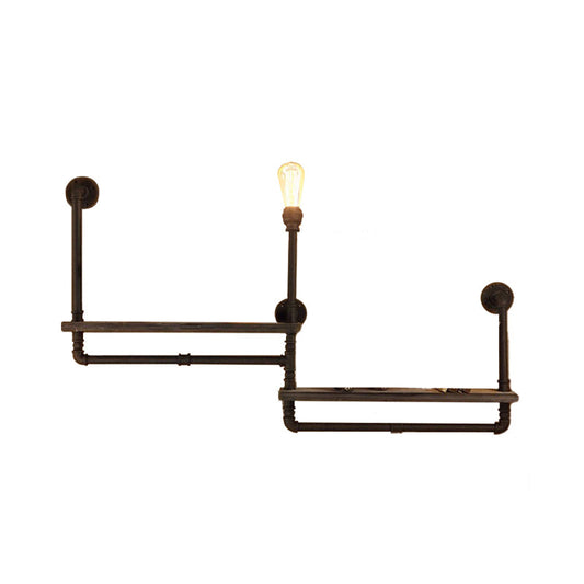 Frendorf | 1/2-Ballon Holzregal Wandbeleuchtung mit Wasserleitung Vintage Stil Bronze Wandmontage Licht für Wohnzimmer