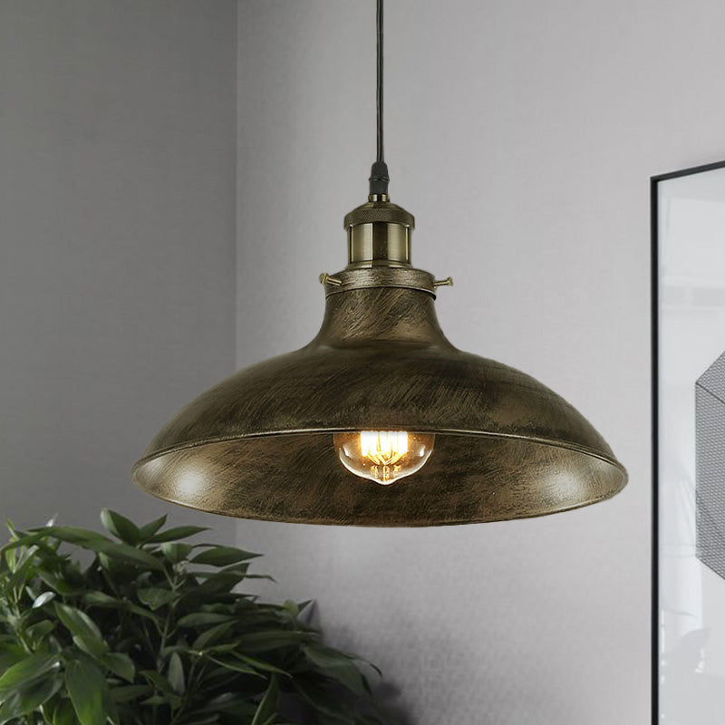 Antike stilvolle Schalenpendelleuchte 12"/14" B 1 Licht Schmiedeeisen Hängeleuchte mit Stecker in Schwarz/Grau