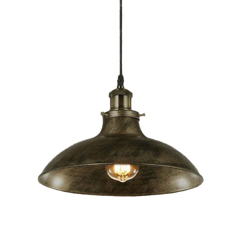 Antike stilvolle Schalenpendelleuchte 12"/14" B 1 Licht Schmiedeeisen Hängeleuchte mit Stecker in Schwarz/Grau