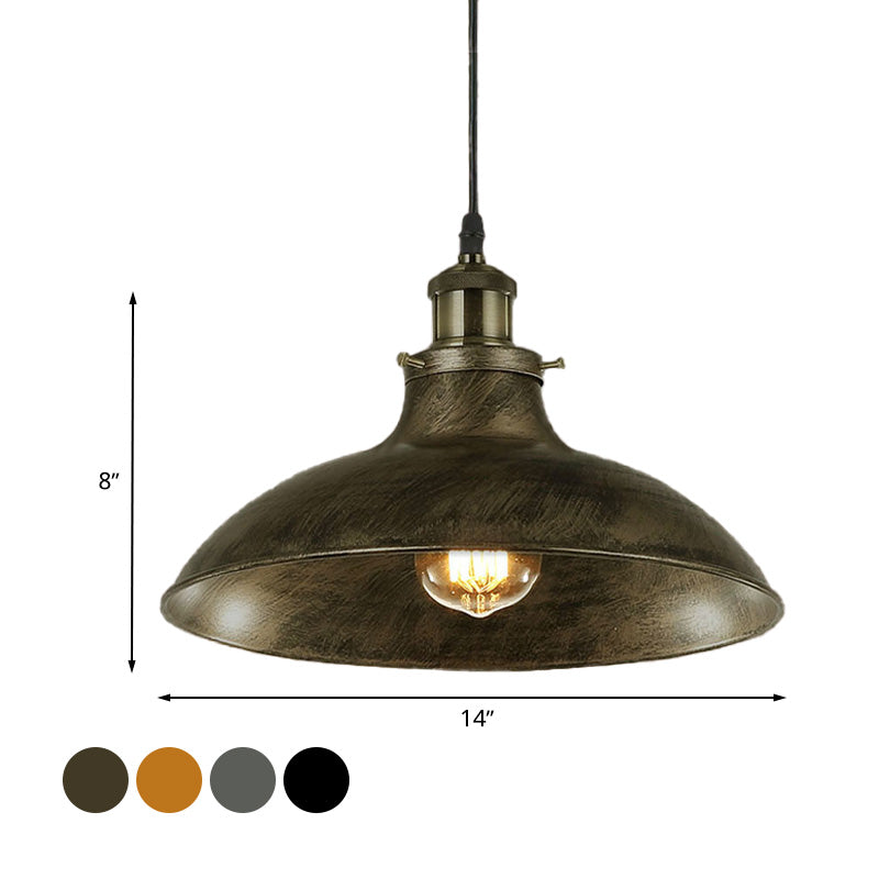 Antike stilvolle Schalenpendelleuchte 12"/14" B 1 Licht Schmiedeeisen Hängeleuchte mit Stecker in Schwarz/Grau